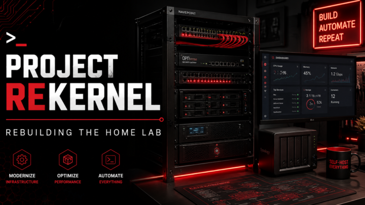 Project ReKernel home lab redesign with servers, networking, storage, and local AI systems